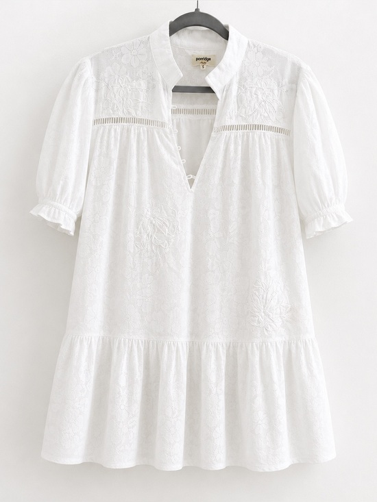 Porridge Dresses & Skirts - Anthropologie Porridge Embroidered Lace Babydoll Dress White Flowy Feminine